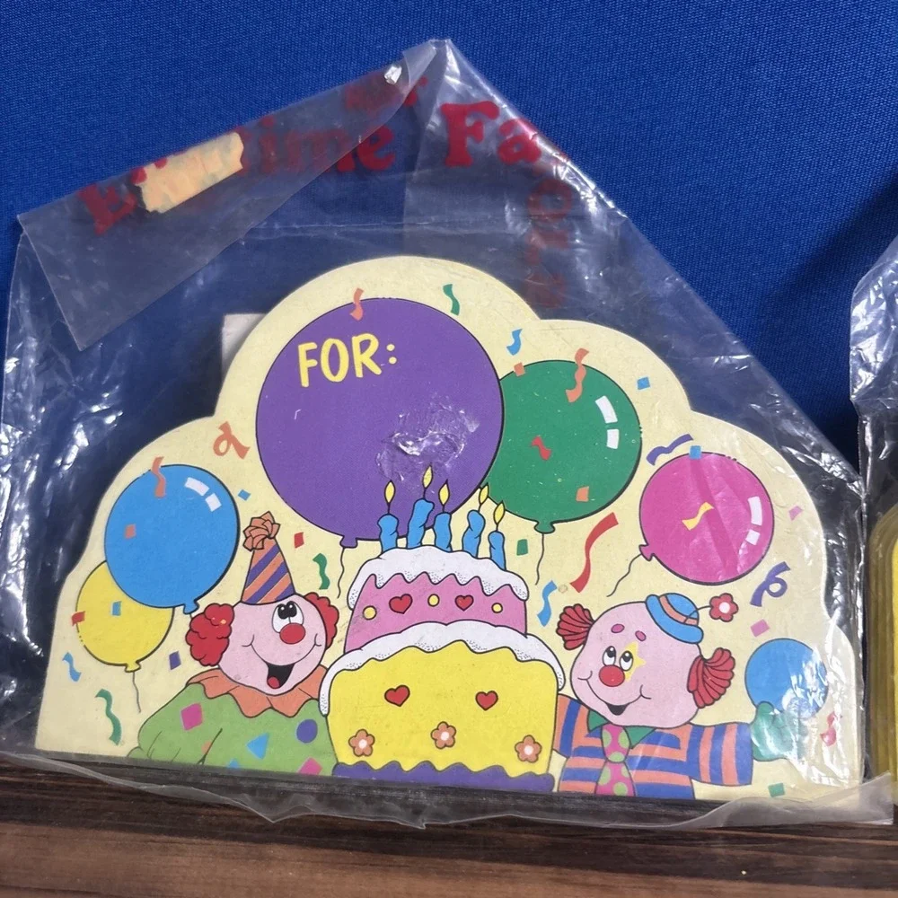 Rare Vintage Russ Birthday Party Favor Mini Bags Attached Cards Sealed 12